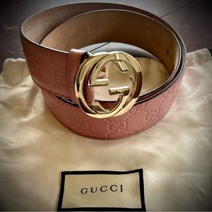 Guccissima Monogram Belt with Interlocking G Buckle, Soft Pink